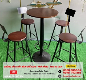 Bàn ghế bar sắt gỗ giá rẻ HTT-BGBSG31