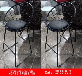 Ghế Bar Chân Sắt Mặt Nệm Có Tựa