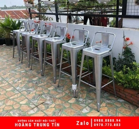 Ghế Bar Tolix Màu Xám Có Tựa 