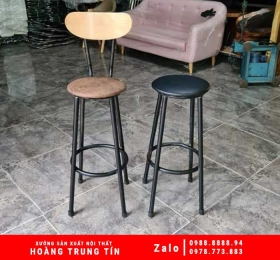Ghế Bar Chân Sắt Mặt Gỗ Tròn - HTT099