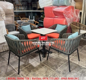 Bàn ghế đan dây dù ngoài trời HTT03