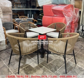 Bàn ghế đan dây dù ngoài trời HTT04