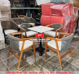 Bàn ghế đan dây dù ngoài trời HTT02
