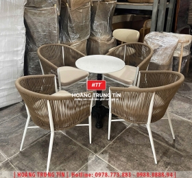 Bàn ghế đan dây dù ngoài trời HTT05