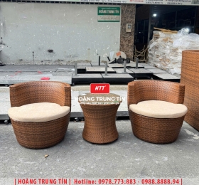 Bàn ghế nhựa giả mây ngoài trời HTT128