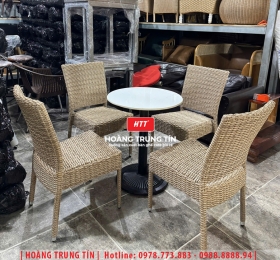 Bàn ghế nhựa giả mây ngoài trời HTT121