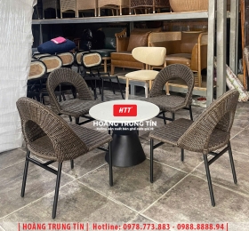Bàn ghế nhựa giả mây ngoài trời HTT127
