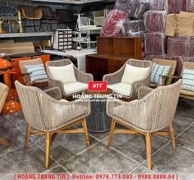 Ghế cafe khung gỗ đan dây dù HTT03