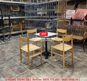 Ghế cafe khung gỗ đan dây cói HTT01