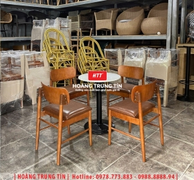 Bàn ghế cafe gỗ nệm HTT032