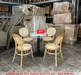 Bàn ghế cafe gỗ nệm HTT028