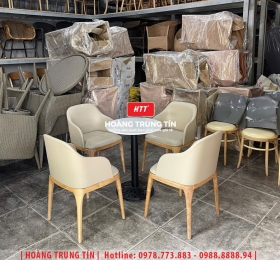 Bàn ghế cafe gỗ nệm HTT029