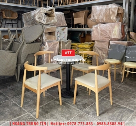 Bàn ghế cafe gỗ nệm HTT030
