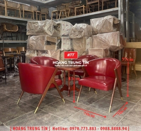 Bàn ghế cafe gỗ nệm HTT026