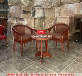 Bàn ghế cafe gỗ nệm HTT027