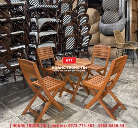 Bàn ghế cafe xếp gỗ HTT01