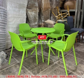 Bàn ghế nhựa đúc nguyên khối HTT07