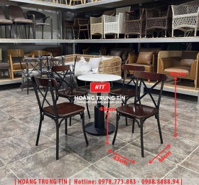 Bàn ghế cafe sắt gỗ HTT 23