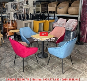 Bàn ghế cafe sắt nệm HTT054