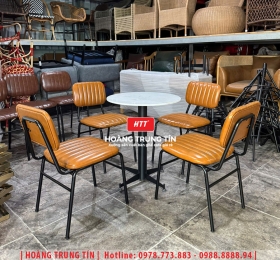 Bàn ghế cafe sắt nệm HTT061