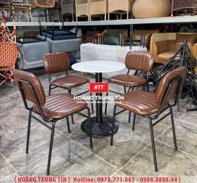 Bàn ghế cafe sắt nệm HTT062