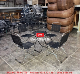 Bàn ghế xếp lưới quán cafe HTT01