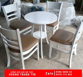 Bộ Bàn Ghế cafe cabin màu trắng