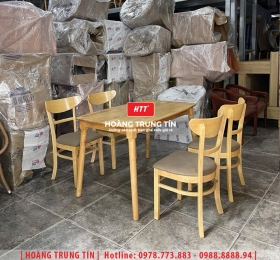 Bàn ghế gỗ nệm quán ăn HTT-01