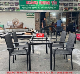 Bàn ghế nhựa giả mây ngoài trời HTT131