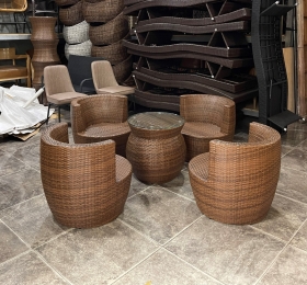 Thanh Lý Bộ Bàn Ghế Sofa Mây Nhựa Ngoài Trời Màu Giả Gỗ