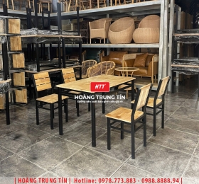 Bàn ghế quán nhậu sắt gỗ HTT07