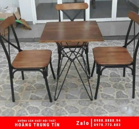 Bàn ghế sắt gỗ HTT 14