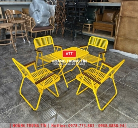 Bàn ghế xếp sắt cafe HTT01