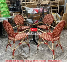Bàn ghế cafe đan nhựa giả mây HTT-061