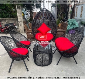 Combo Xích đu đơn đan nhựa giả mây HTT01