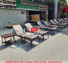 Giường tắm nắng đan nhựa giả mây HTT019
