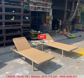 Giường tắm nắng đan nhựa giả mây HTT017