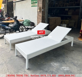 Giường tắm nắng đan nhựa giả mây HTT022