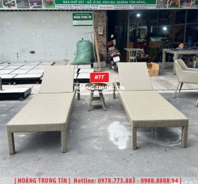 Giường tắm nắng đan nhựa giả mây HTT023