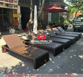 Giường tắm nắng đan nhựa giả mây HTT026