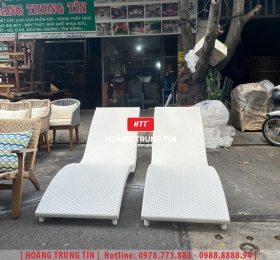 Giường tắm nắng đan nhựa giả mây HTT027
