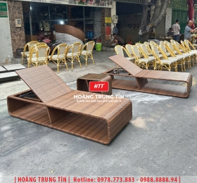 Giường tắm nắng đan nhựa giả mây HTT021