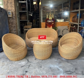 Bàn ghế trứng đan nhựa giả mây HTT20
