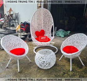Combo Xích đu đơn đan nhựa giả mây HTT02