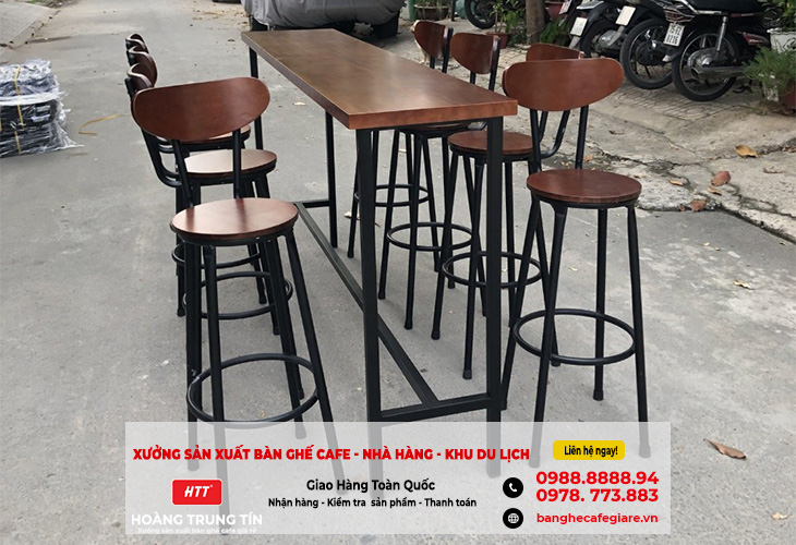 Bàn ghế bar sắt gỗ giá rẻ HTT-BGBSG21