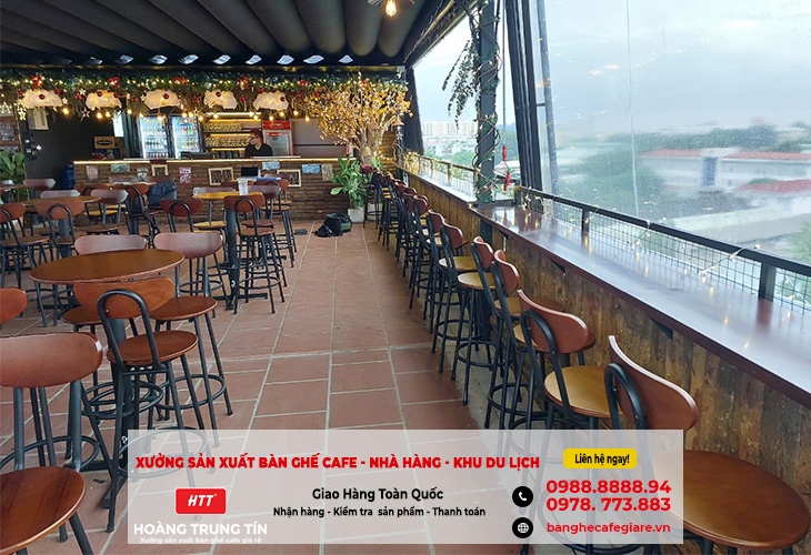 Bàn ghế bar sắt gỗ giá rẻ HTT-BGBSG21