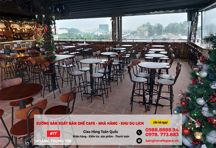 Bàn ghế bar sắt gỗ giá rẻ HTT-BGBSG21