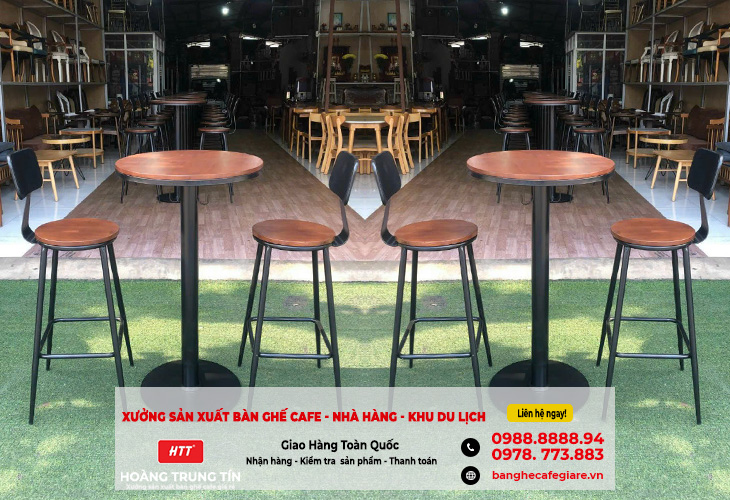 Bàn ghế bar sắt gỗ giá rẻ HTT-BGBSG31