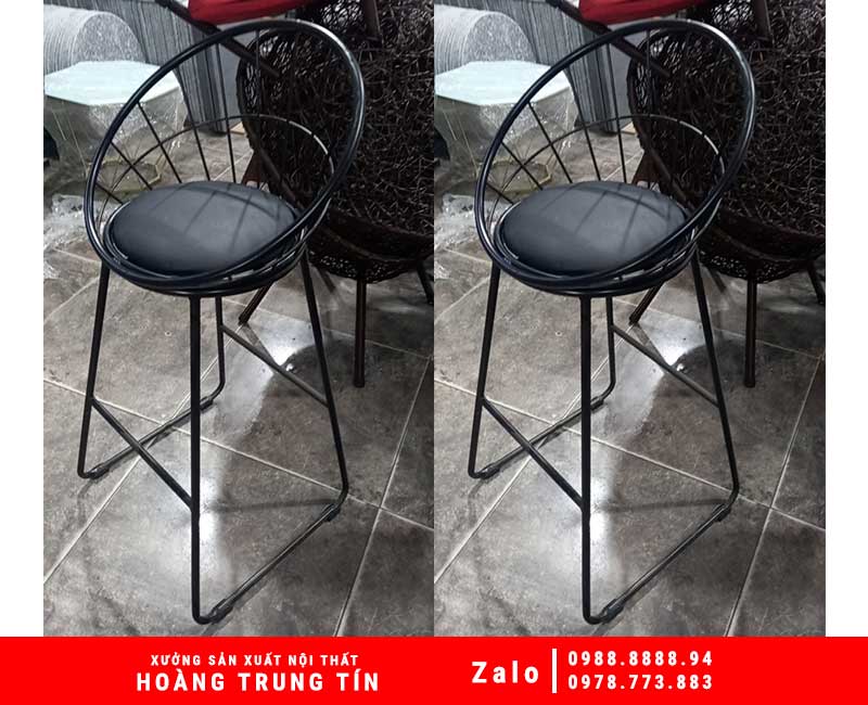 Ghế Bar Chân Sắt Mặt Nệm Có Tựa