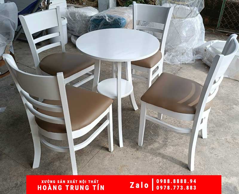 Bộ Bàn Ghế cafe cabin màu trắng